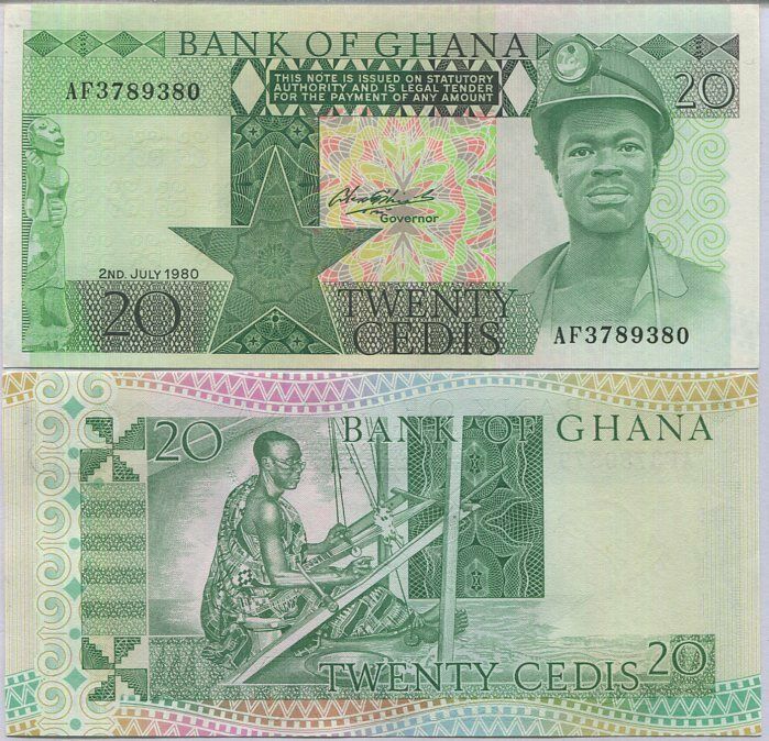 Ghana 20 Cedis 1980 P 21 c UNC