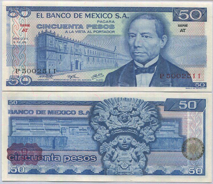 Mexico 50 Pesos 1973 P 65 UNC