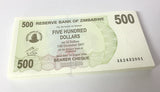 Zimbabwe 500 Dollars Bearer Cheque 2006 P 43 UNC Lot 100 PCS 1 Bundle