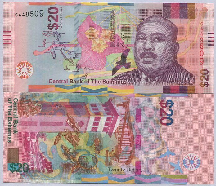 Bahamas 20 Dollars 2018 P 80 UNC Noteshobby   21DEC15 EVA26 