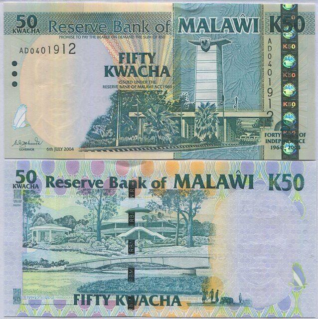 MALAWI 50 KWACHA 2004 P 49 UNC