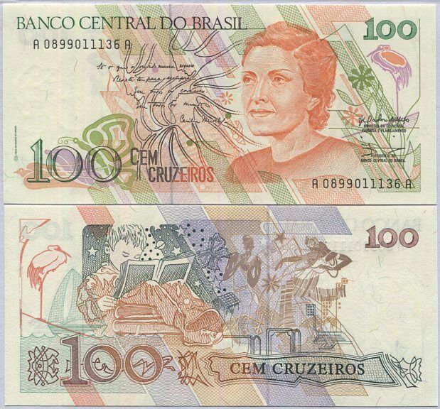 Brazil 100 Cruzeiros ND 1990 P 228 UNC