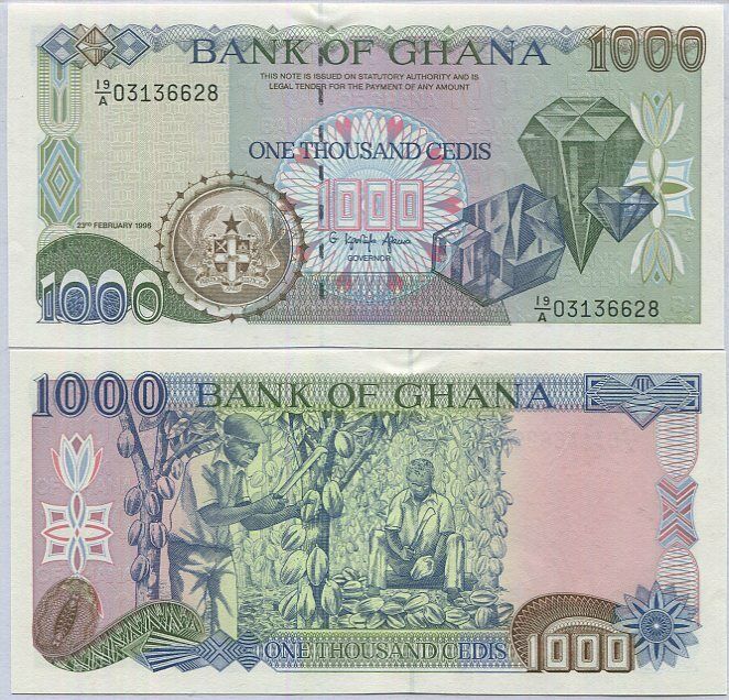 Ghana 1000 Cedis 1996 P 29 b UNC