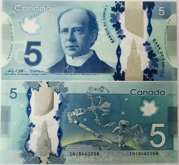 Canada 5 Dollars 2013/2021 P 106 d Polymer Sign Wilkins Macklem UNC