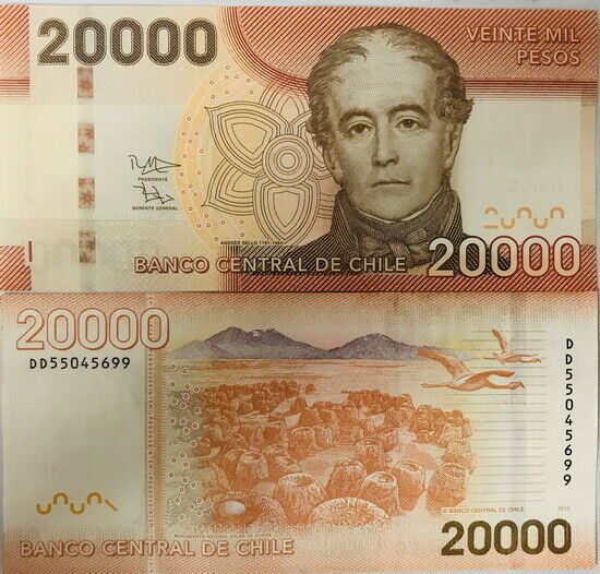 Chile 20000 Pesos 2015 P 165 f UNC