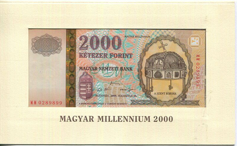 Hungary 2000 Forint 2000 P 186 UNC With Folder