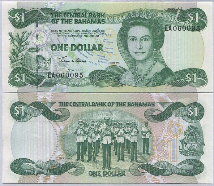 Bahamas 1 Dollar 2002 P 70 QEII GEM UNC