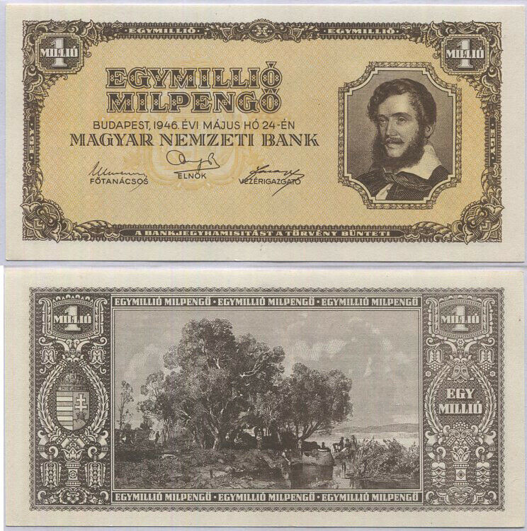 HUNGARY 1000000 Milpengo 1946 P 128 UNC