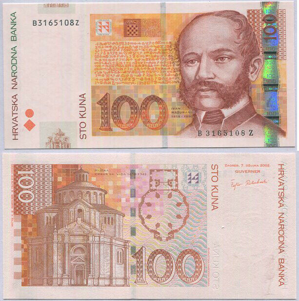 CROATIA 100 KUNA 2002 P 41a Z SUFFIX UNC