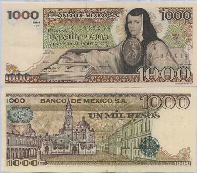Mexico 1000 Pesos 1982 P 76 d UNC
