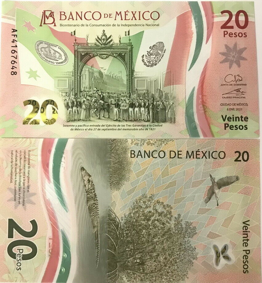Mexico 20 Pesos 2021 P 136 Polymer COMM. UNC