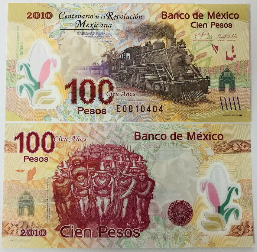 Mexico 100 Pesos 2007/2010 P 128 COMM. POLYMER A PREFIX SERIES E UNC