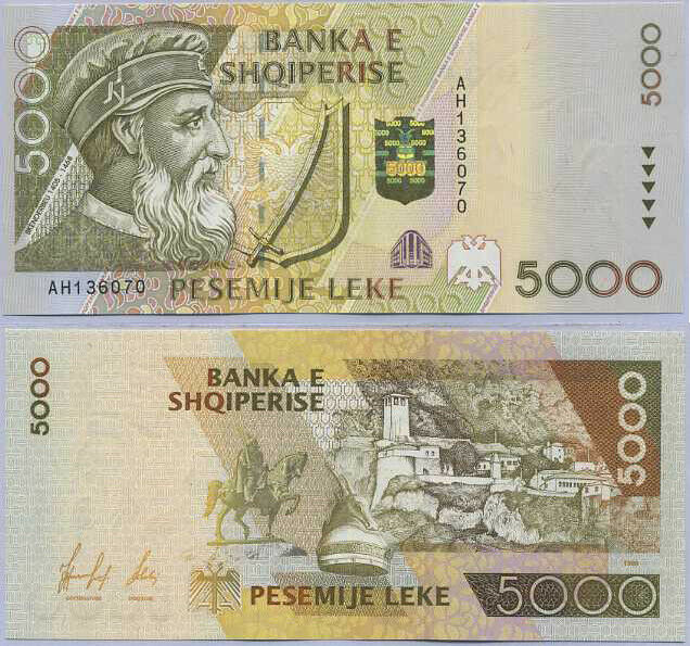 Albania 5000 Leke 1996/1999 P 66 UNC
