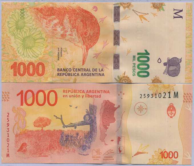 Argentina 1000 Pesos ND 2017 Series M P 366 UNC