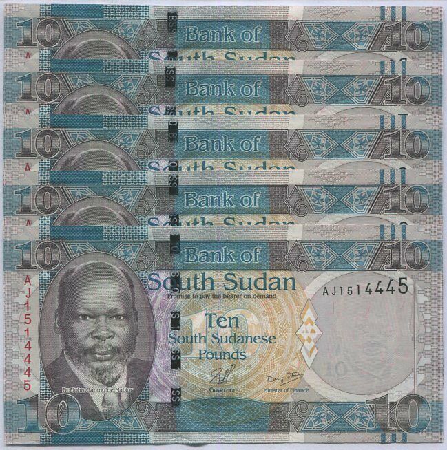 South Sudan 10 Pounds ND 2011 P 7 UNC LOT 5 PCS