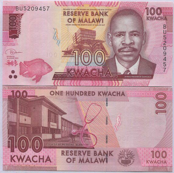 MALAWI 100 KWACHA 2019 P 65 UNC