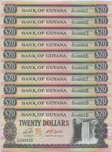 Guyana 20 Dollars ND 2020 P 30 New Sign UNC Lot 10 PCS