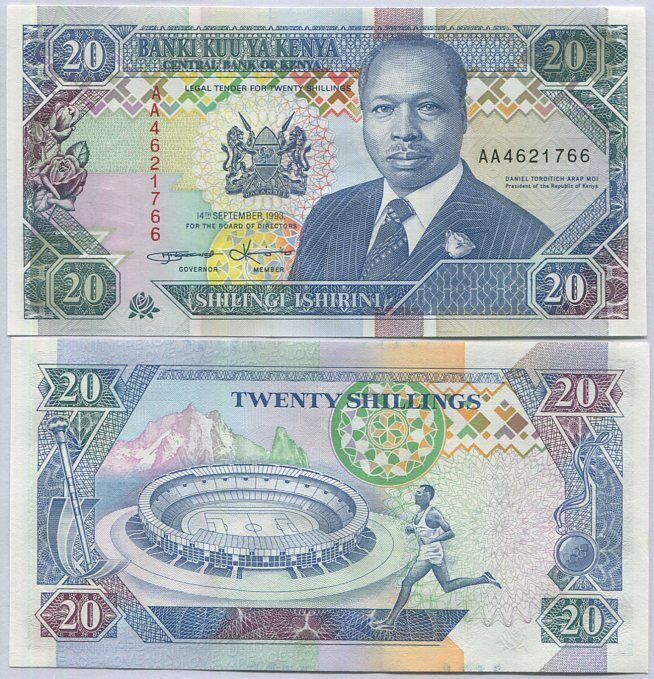 Kenya 20 Shillings 1993 P 31 a UNC