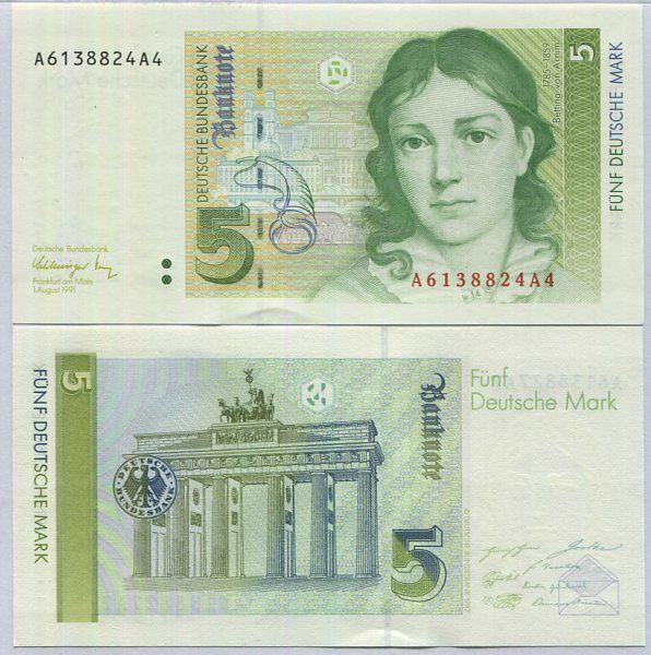 Germany 5 Deutsche Mark 1991 P 37 UNC