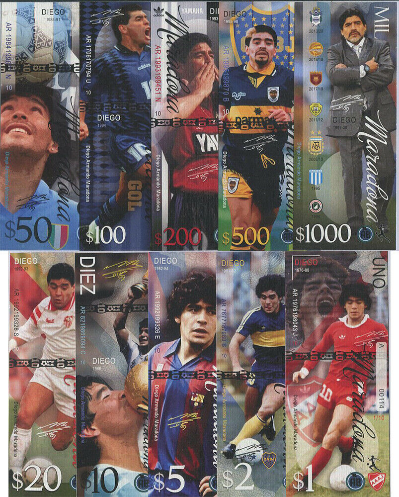 MARADONA Set 10 PCS 1- 1000 Diegos 1976-1920