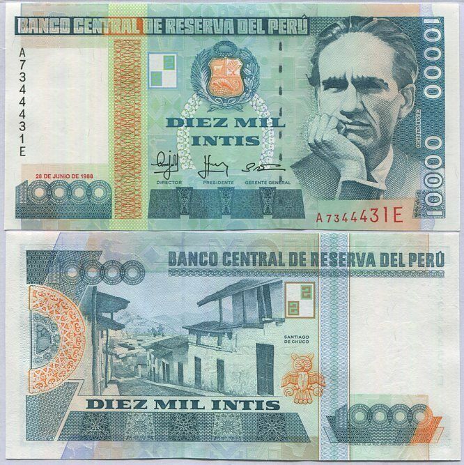 Peru 10000 Intis 1988 P 141 UNC