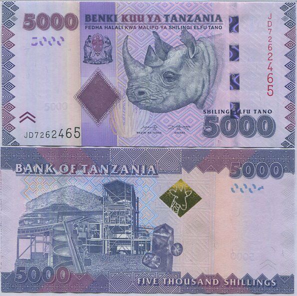 Tanzania 5000 Shillings ND 2020 P 43 New Sign UNC