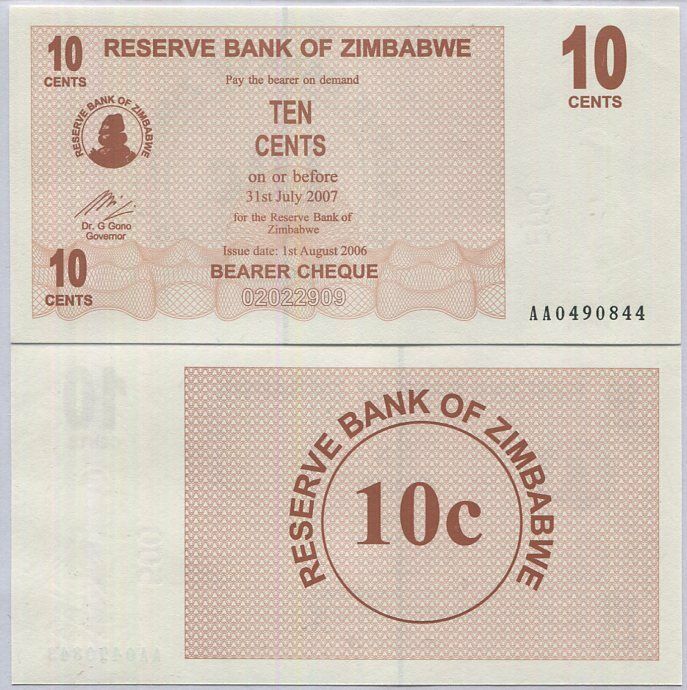 Zimbabwe 10 Cents 2006 P 35 UNC