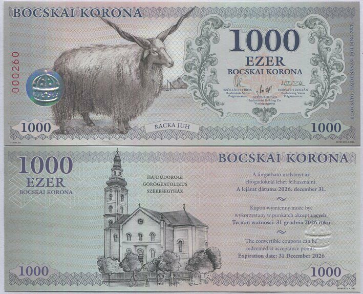 Hungary local money  1000 Bocskai Koruna ND 2021 UNC