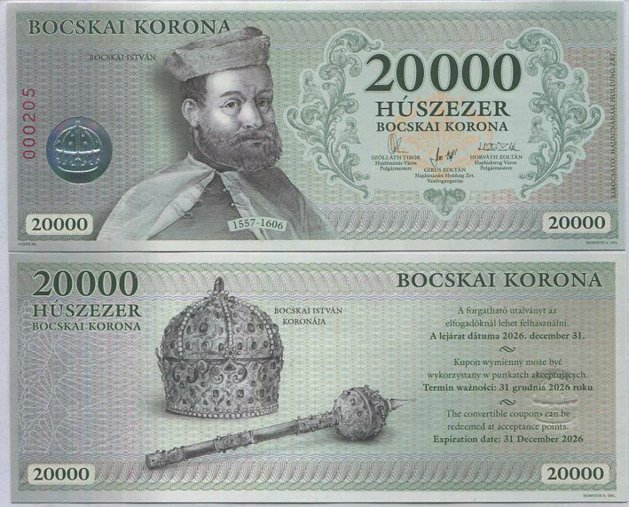Hungary local money  20000 Bocskai Koruna ND 2021 UNC