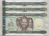 Eritrea 20 Nakfa 1997 AA PREFIX CAMEL P 4 UNC LOT 3 PCS