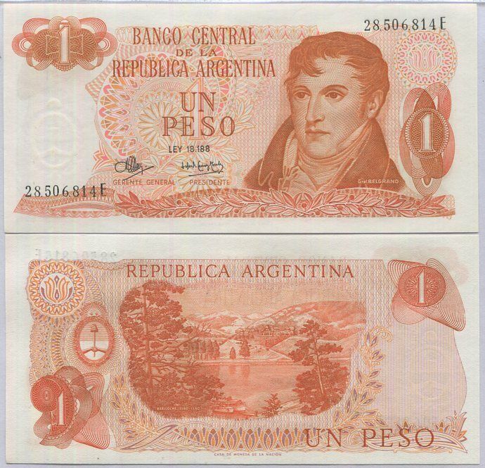 Argentina 1 Peso ND 1970-1973 P 287 SERIES E UNC