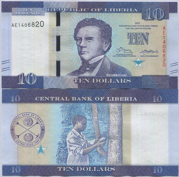 Liberia 10 Dollars 2017 P 32 b UNC