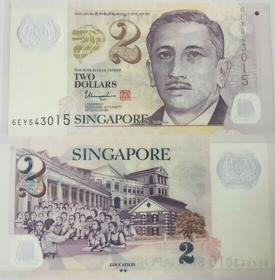 Singapore 2 Dollars 2006-2019 P 46 i Polymer UNC