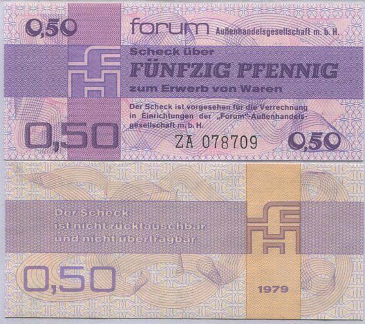 GERMANY DEMORCRATIC 50 PFENNIG 0.5 MARK 1979 REPLACEMENT ZA P FX1 UNC