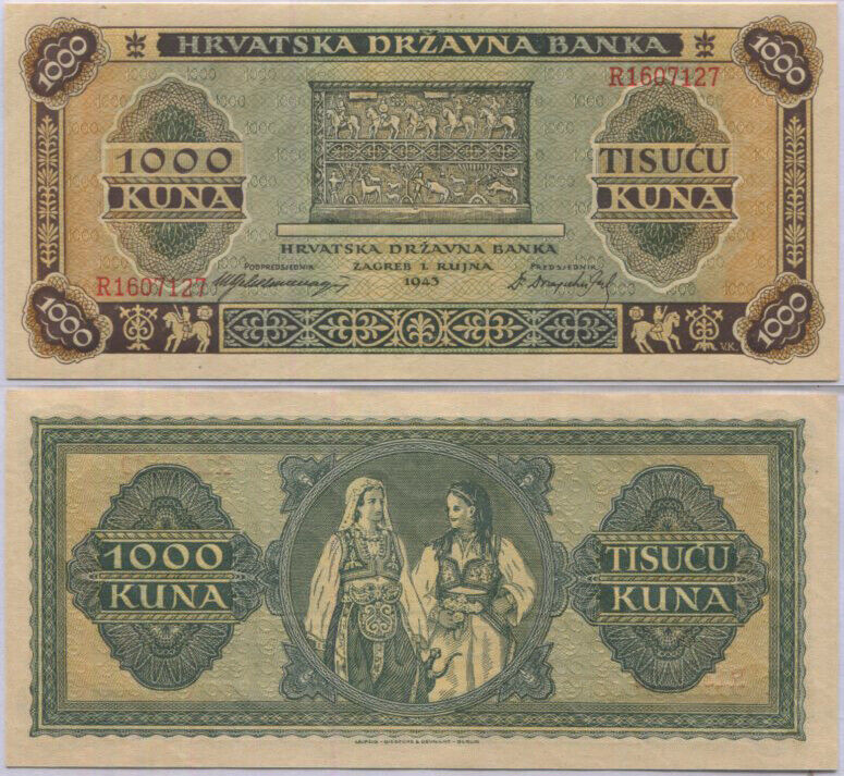 Croatia 1000 Kuna 1943 P 12 UNC