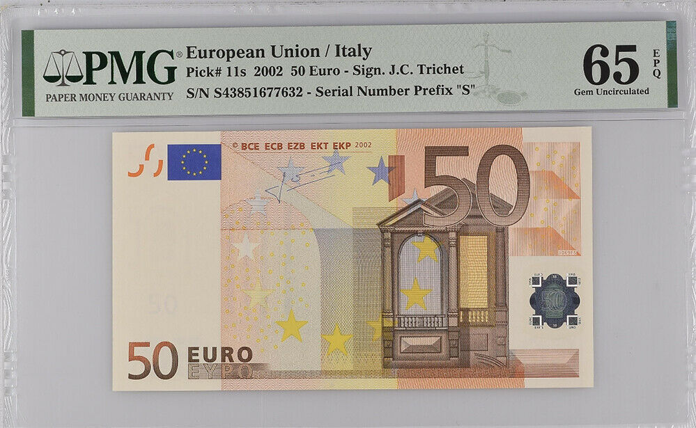 Euro 50 Euro Italy 2002 P 11 S Gem UNC PMG 65 EPQ