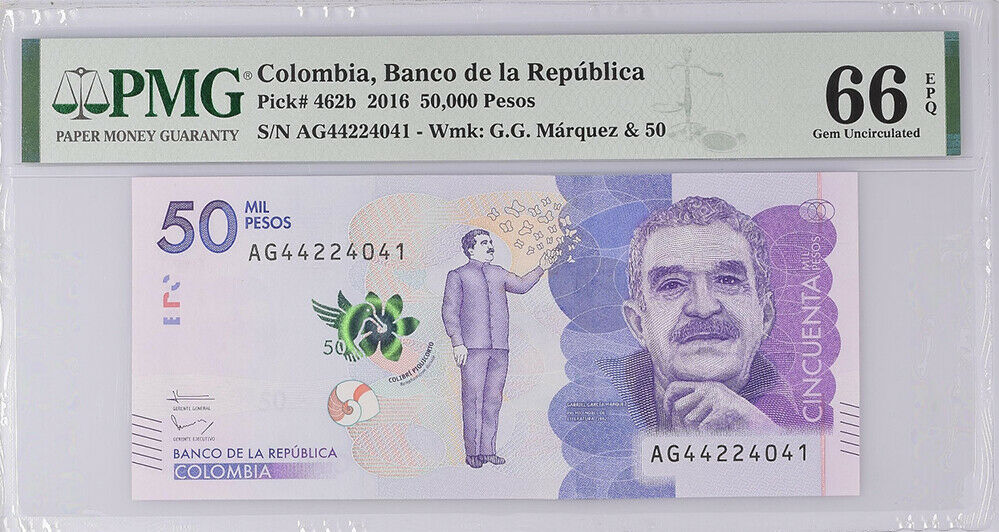 Colombia 50000 Pesos ORO 2016 P 462 b GEM UNC PMG 66 EPQ