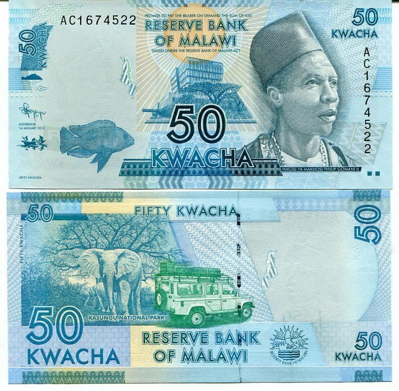 MALAWI 50 KWACHA 2012 P 58a aUNC lot 3 PCS