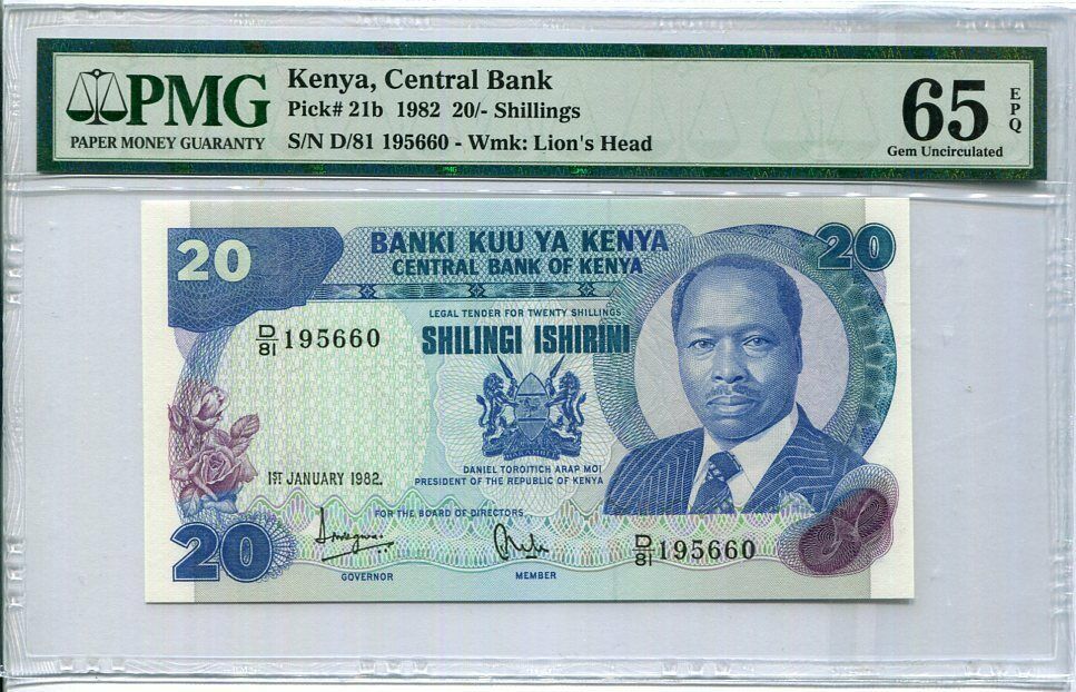 Kenya 20 Shillings 1982 P 21 b Gem UNC PMG 65 EPQ
