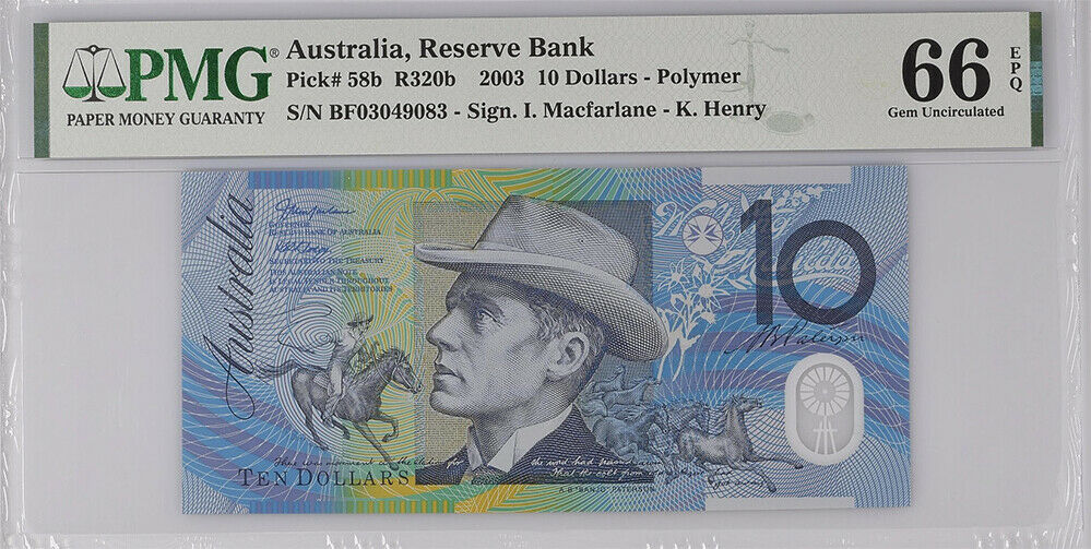 AUSTRALIA 10 DOLLARS ND 2003 P 58 b POLYMER GEM UNC PMG 66 EPQ