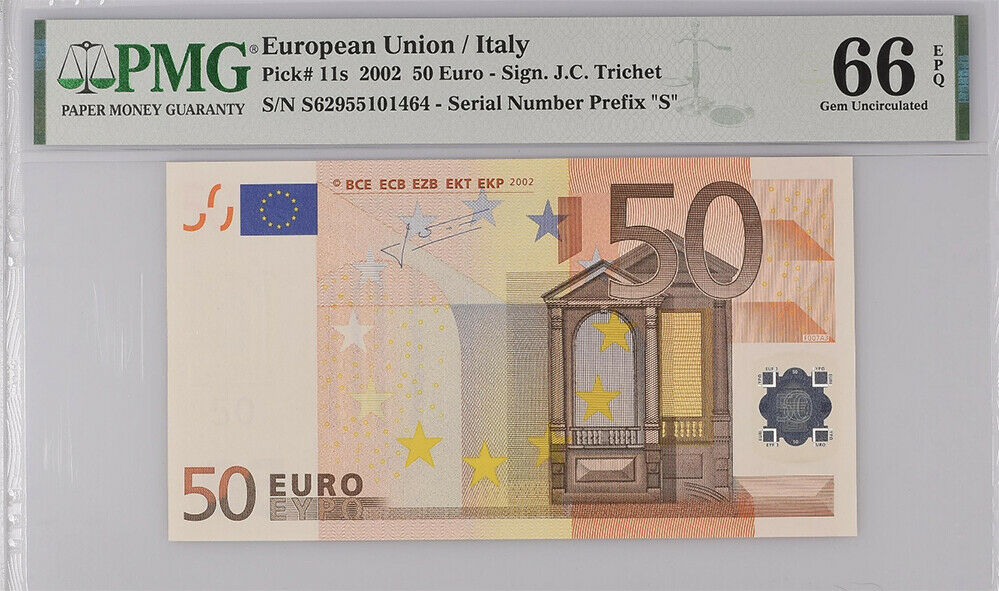 Euro 50 Euro Italy 2002 P 11 S Gem UNC PMG 66 EPQ