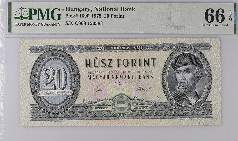 Hungary 20 Forint 1975 P 169 F Gem UNC PMG 66 EPQ