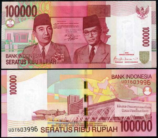 Indonesia 100000 Rupiah 2009 / 2004 P 146 UNC