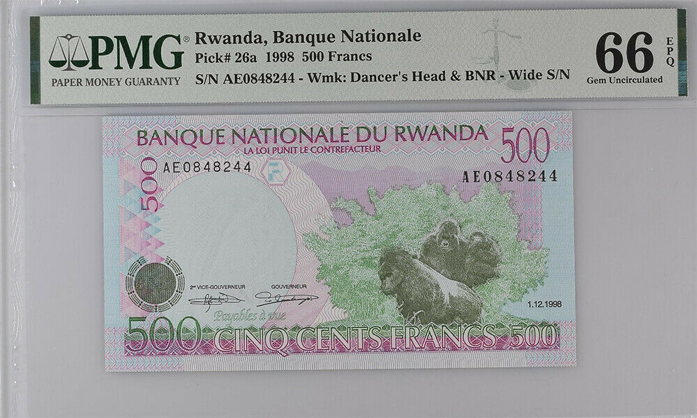 Rwanda 500 Francs 1998 P 26 Gem UNC PMG 66 EPQ