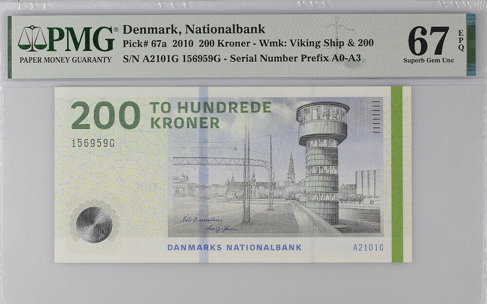 Denmark 200 Kroner 2010 P 67 a Gem UNC PMG 67 EPQ High