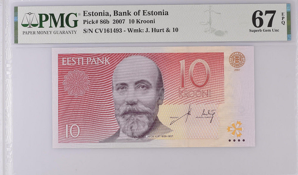Estonia 10 Krooni 2007 P 86 b Superb  Gem UNC PMG 67 EPQ