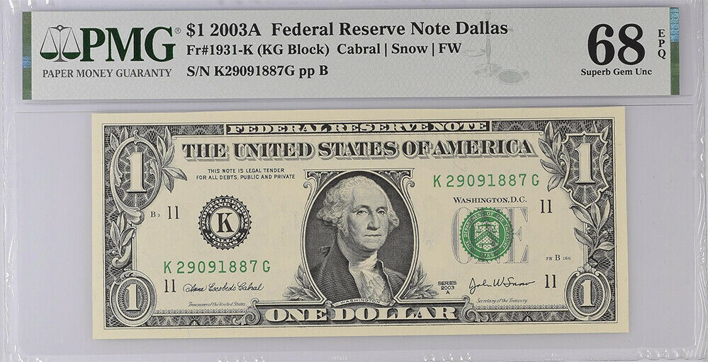 United States 1 Dollar USA 2003A P 515 b K Dallas SUPERB GEM UNC PMG 68 EPQ High