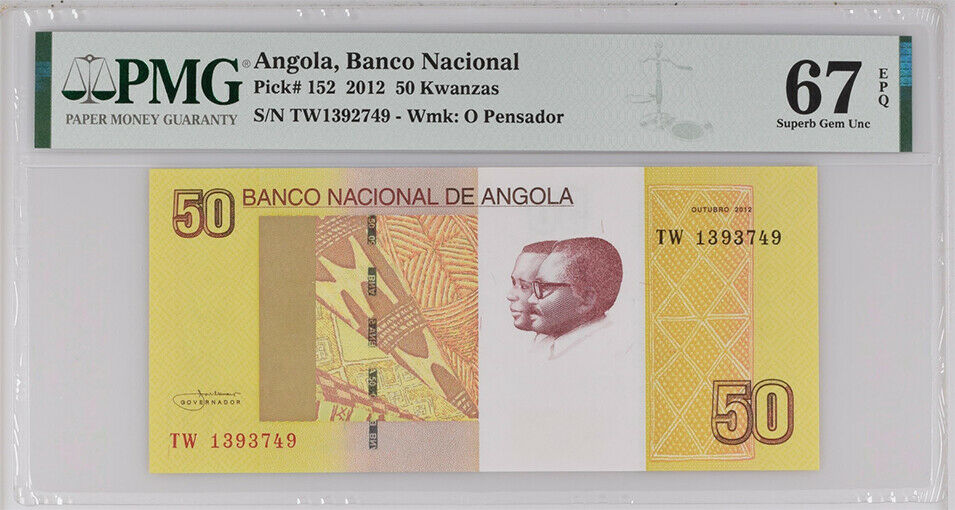 Angola 50 KWANZAS 2012 P 152 Superb Gem UNC PMG 67 EPQ TOP POP