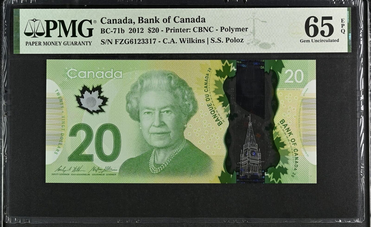 Canada 20 Dollars 2012 Polymer P 108 Wilkins Poloz Gem UNC PMG 65 EPQ