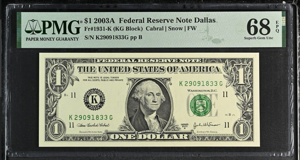 United States 1 Dollar USA 2003A P 515 b Dallas Superb Gem UNC PMG 68 EPQ